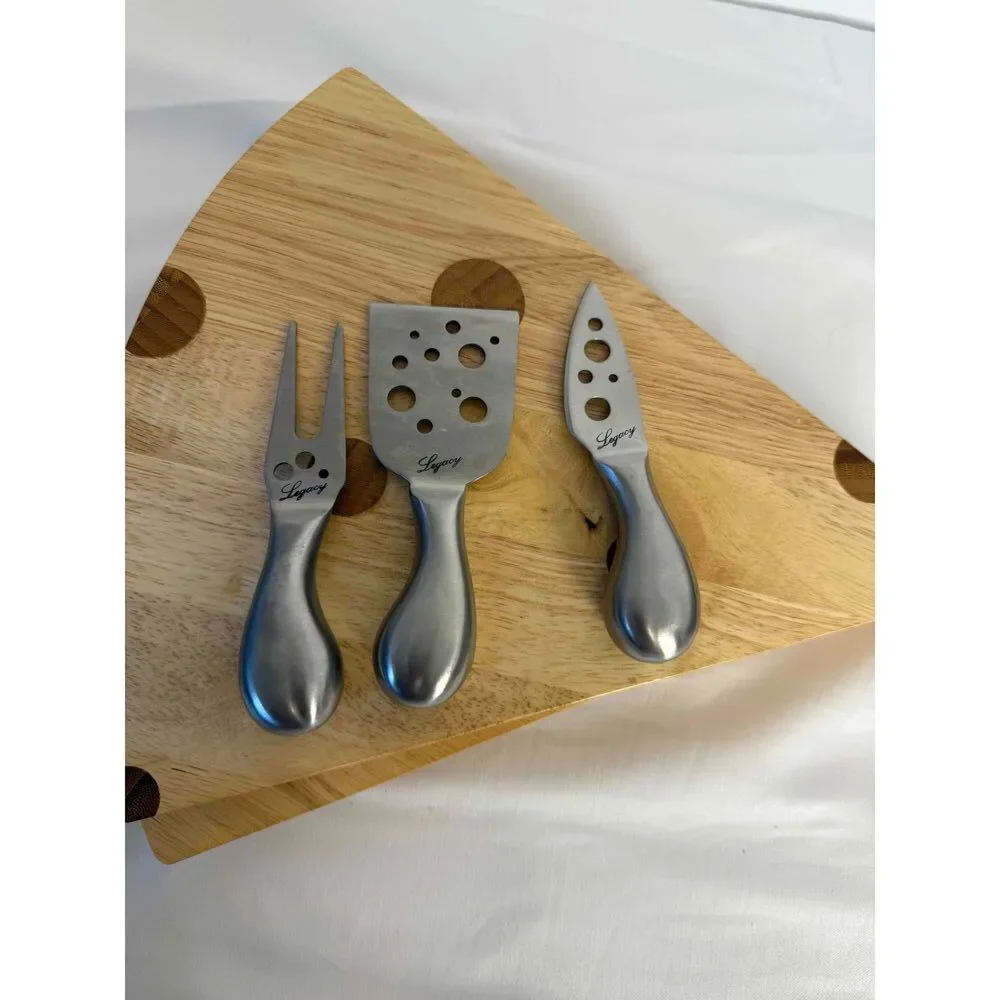Legacy by Picnic Time‎ Bamboo Cheese Shaped Cutting Board Fork Knife Set